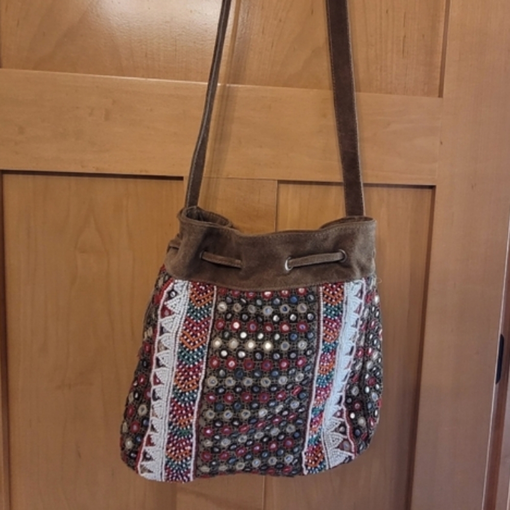 Gypsy05 Beaded Boho Suede Embellished Bag - Picture 8 of 12